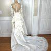 Oleg Cassini Off White Beaded Bodice Long Sleeves Trumpet Wedding Dress Size 8