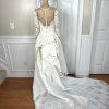 Oleg Cassini Off White Beaded Bodice Long Sleeves Trumpet Wedding Dress Size 8