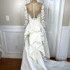 Oleg Cassini Off White Beaded Bodice Long Sleeves Trumpet Wedding Dress Size 8
