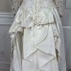 Oleg Cassini Off White Beaded Bodice Long Sleeves Trumpet Wedding Dress Size 8