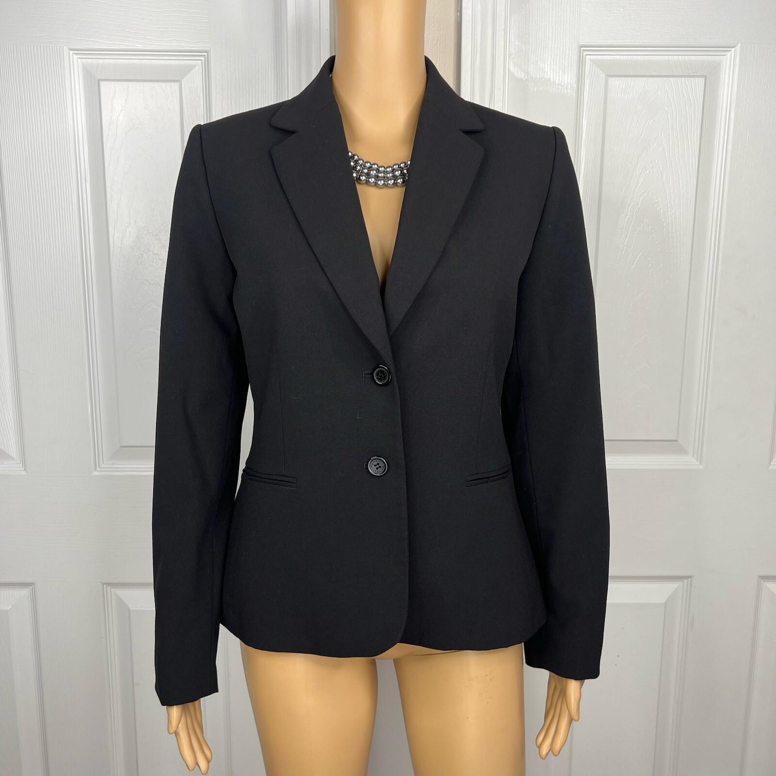 10-5773.jpg Tahari ASL Women Polyester Rayon Spandex Single Breasted Black Blazer Size 4