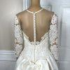 Oleg Cassini Off White Beaded Bodice Long Sleeves Trumpet Wedding Dress Size 8