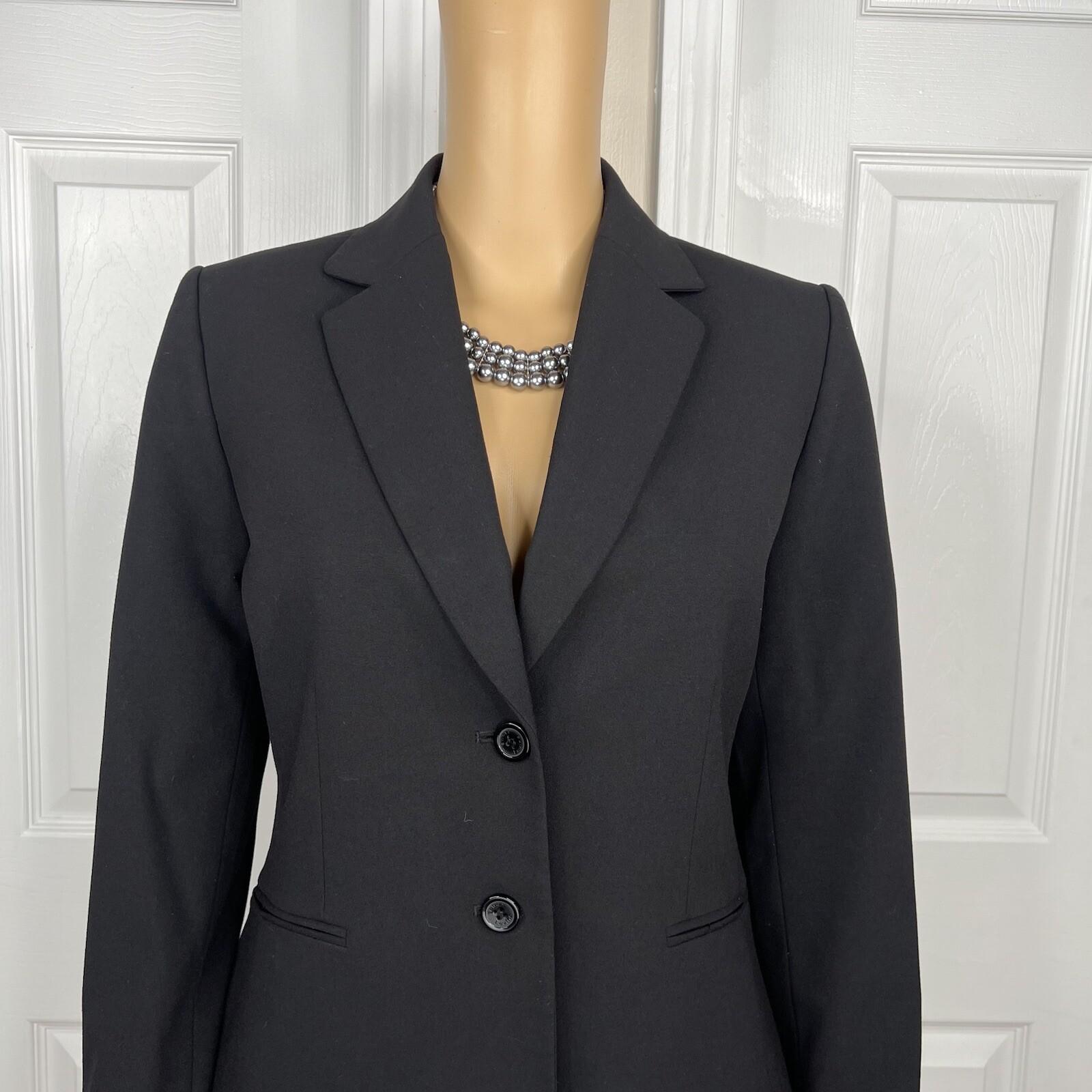 10-5775.jpg Tahari ASL Women Polyester Rayon Spandex Single Breasted Black Blazer Size 4