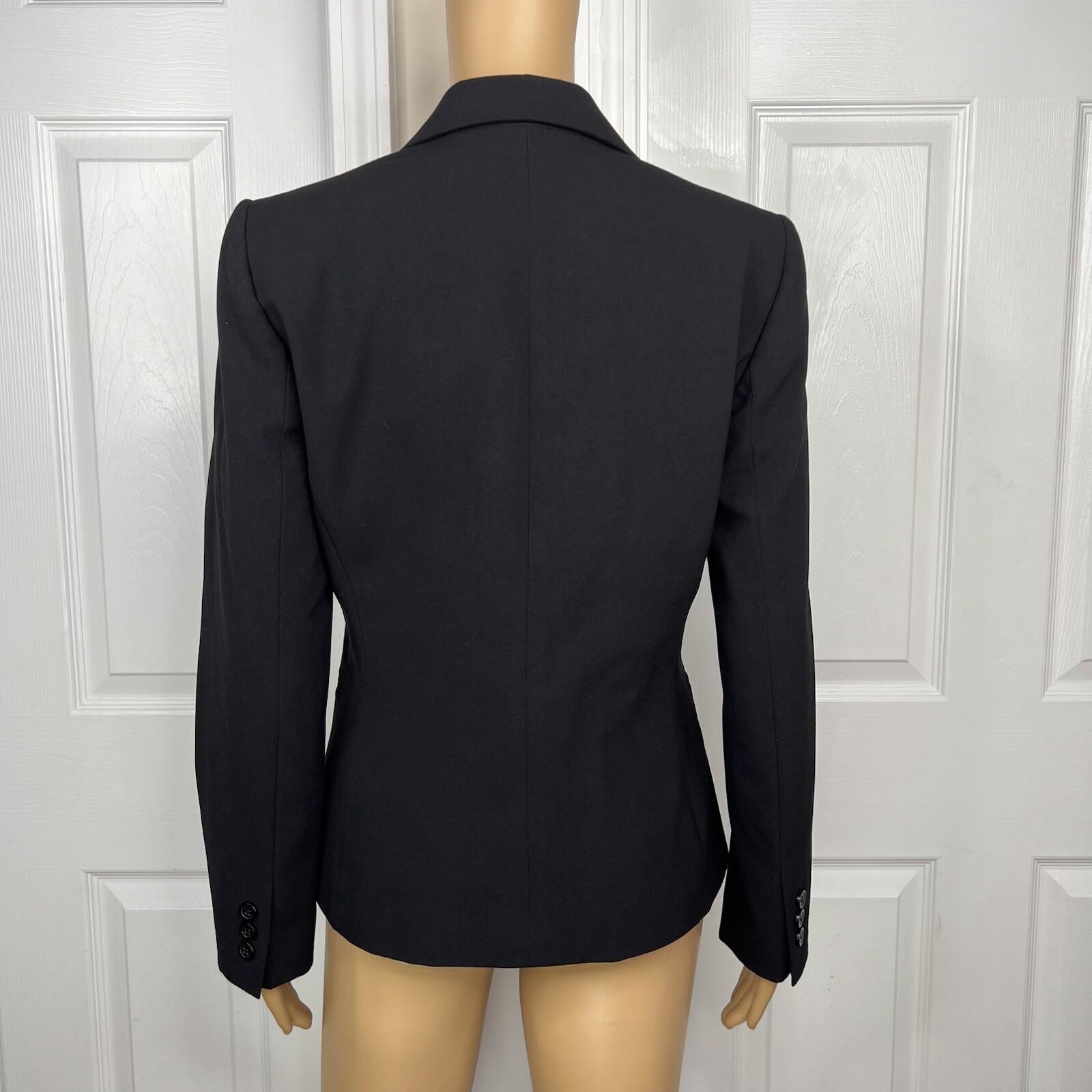 10-5777.jpg Tahari ASL Women Polyester Rayon Spandex Single Breasted Black Blazer Size 4