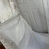 Oleg Cassini Off White Beaded Bodice Long Sleeves Trumpet Wedding Dress Size 8