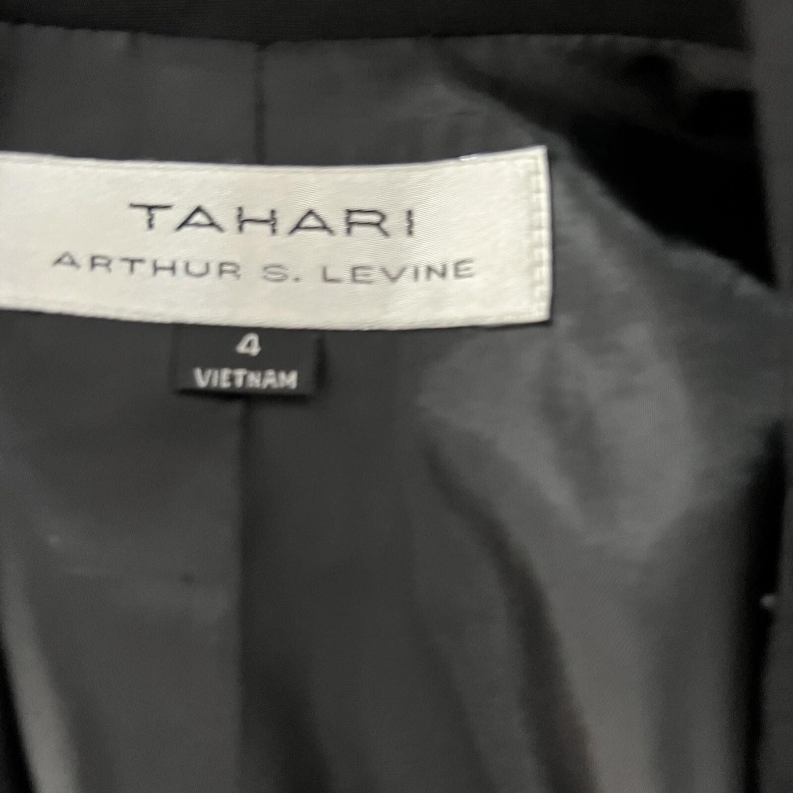 10-5781.jpg Tahari ASL Women Polyester Rayon Spandex Single Breasted Black Blazer Size 4