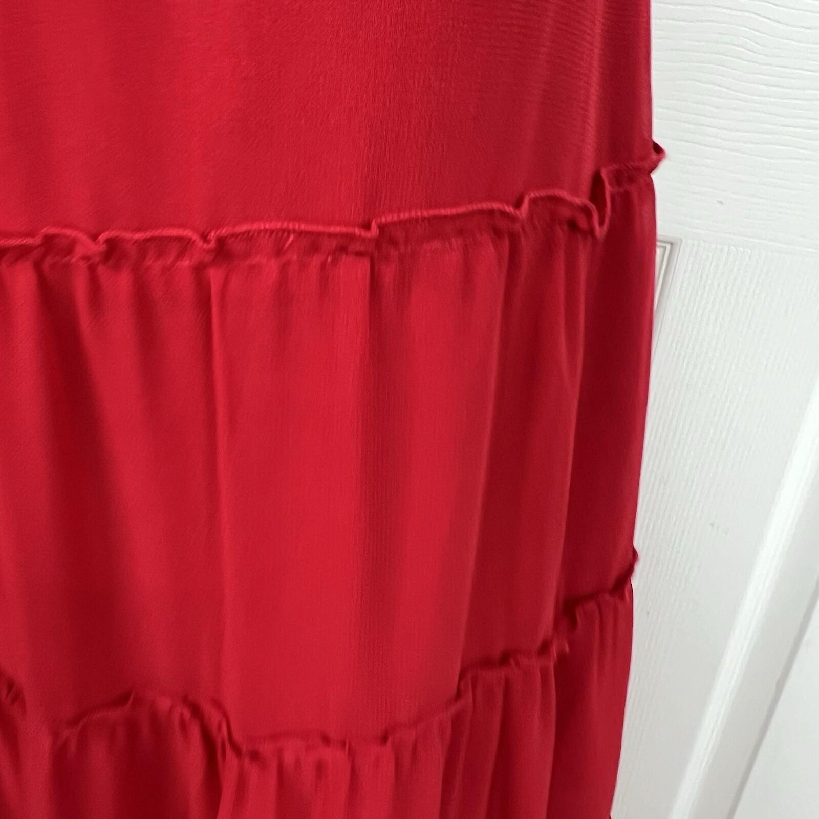 Marciano Los Angeles Destin Skirt Size 4 Red Maxi Ruffle Y2K Msrp 8 New