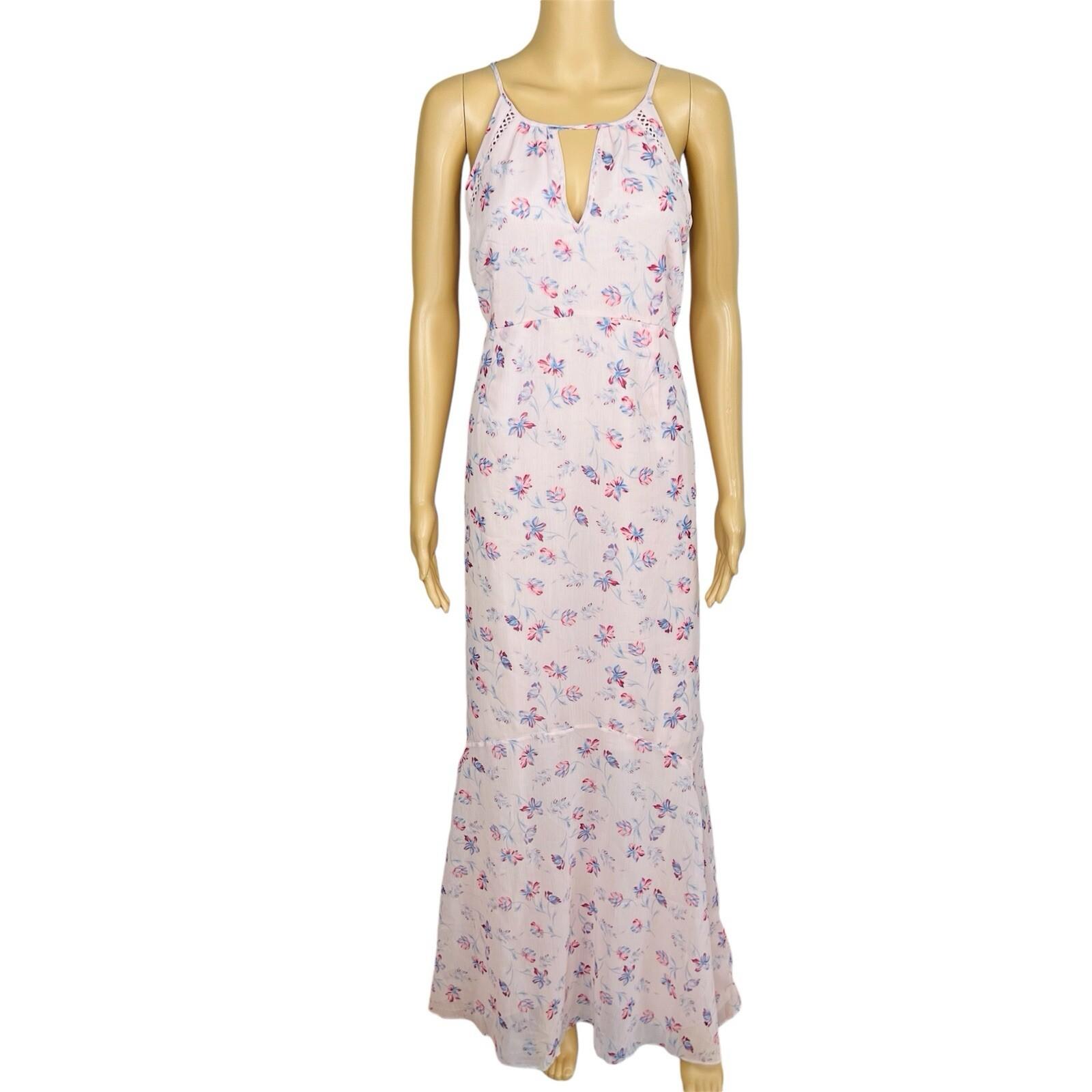 A Pea In The Pod Dress Size L Pink Floral Maternity Empire Waist Maxi Tie Back