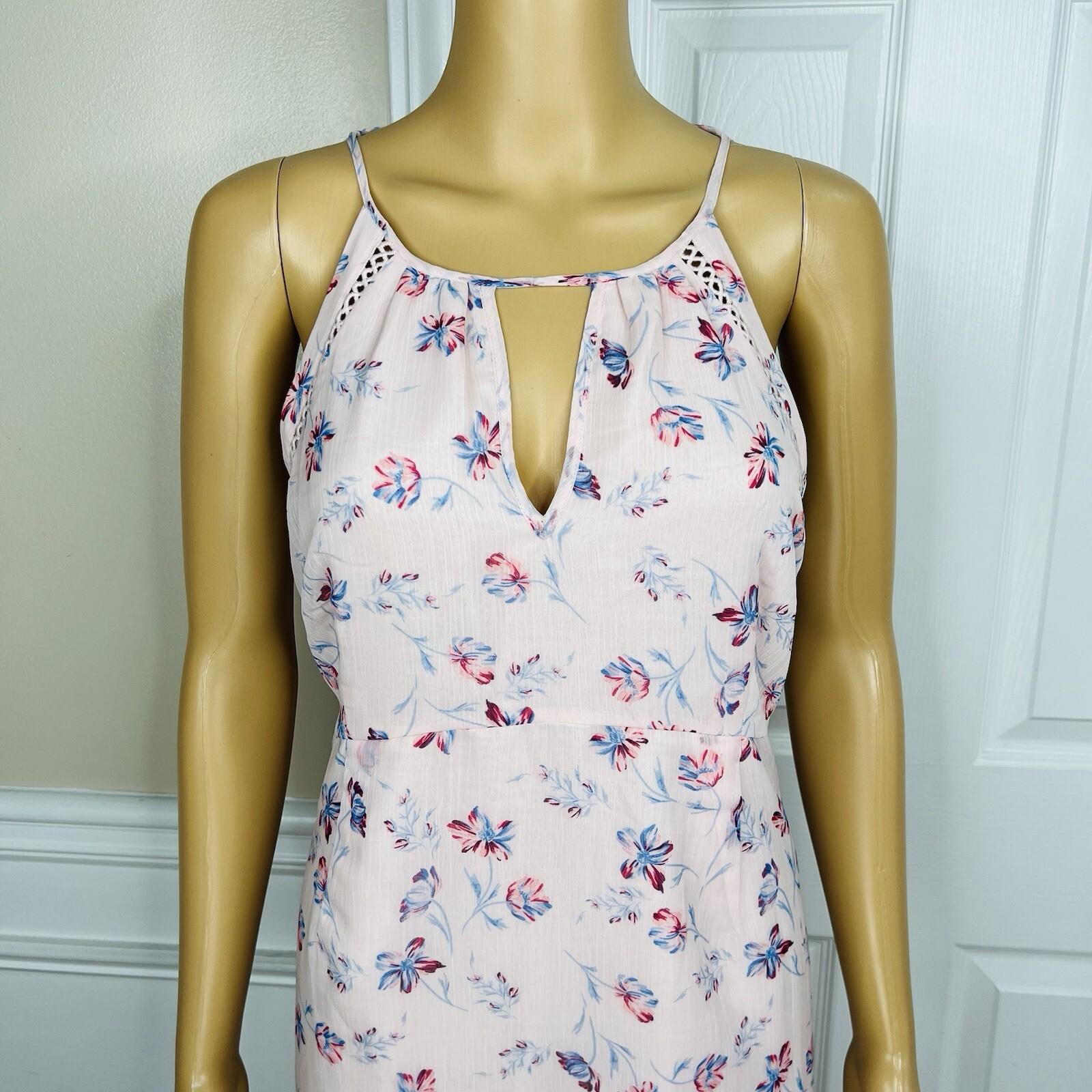 A Pea In The Pod Dress Size L Pink Floral Maternity Empire Waist Maxi Tie Back