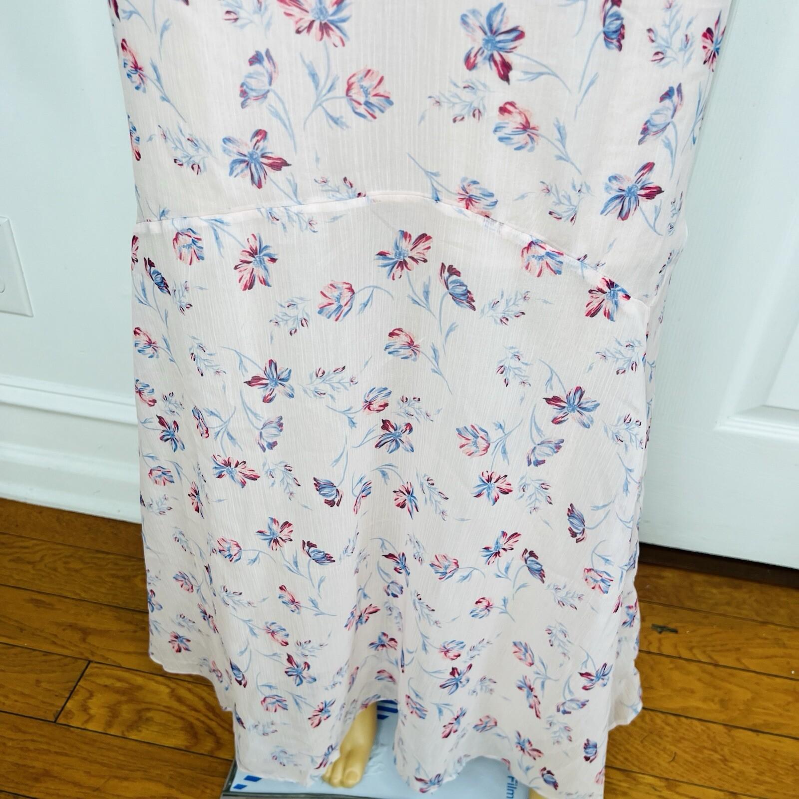 A Pea In The Pod Dress Size L Pink Floral Maternity Empire Waist Maxi Tie Back