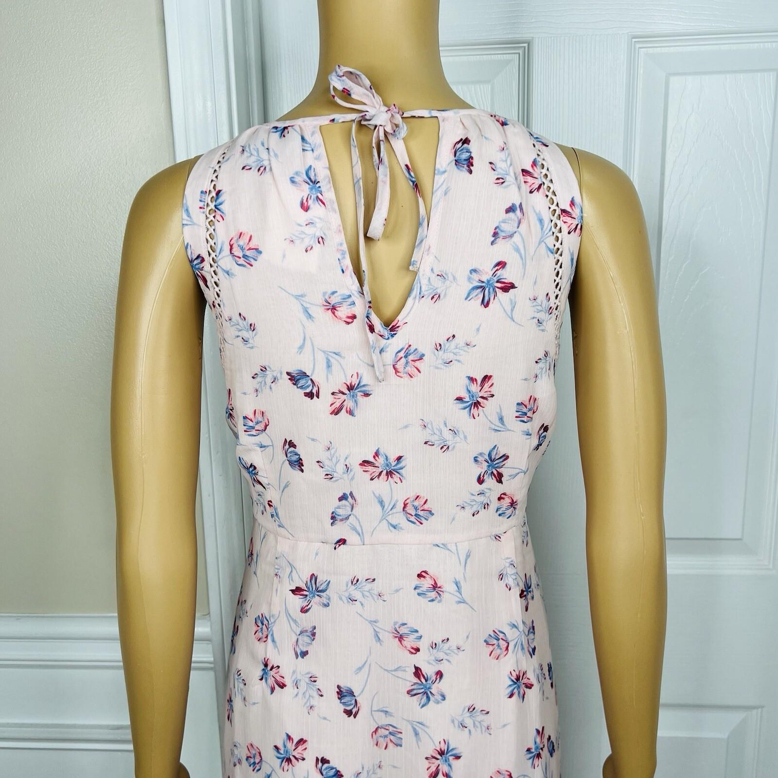 A Pea In The Pod Dress Size L Pink Floral Maternity Empire Waist Maxi Tie Back