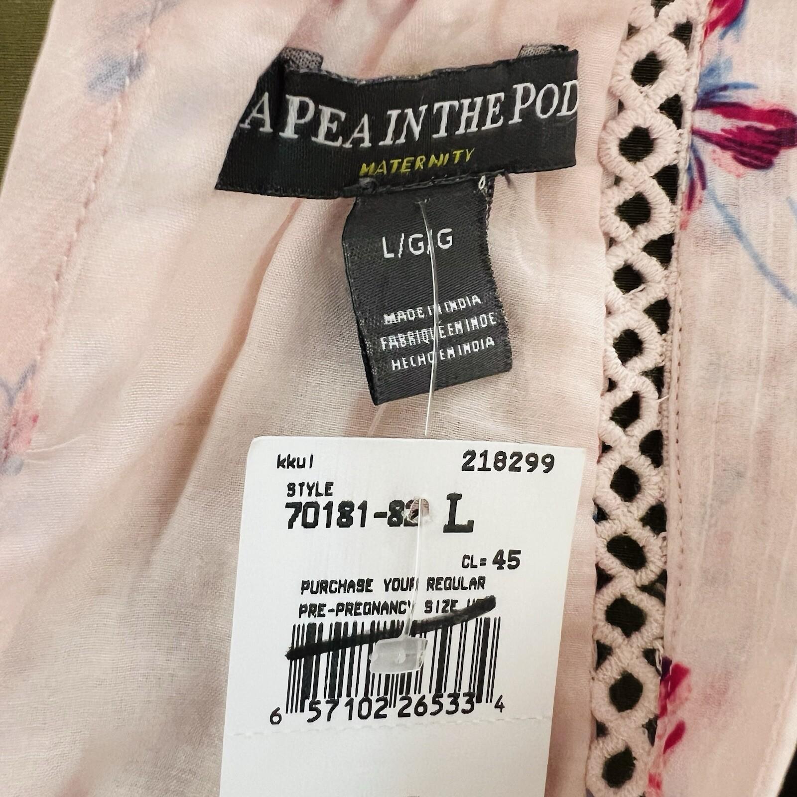 A Pea In The Pod Dress Size L Pink Floral Maternity Empire Waist Maxi Tie Back