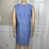 Talbots Linen Cotton Shift Dress Size 10P Embroidered Split Sleeveless Chambray
