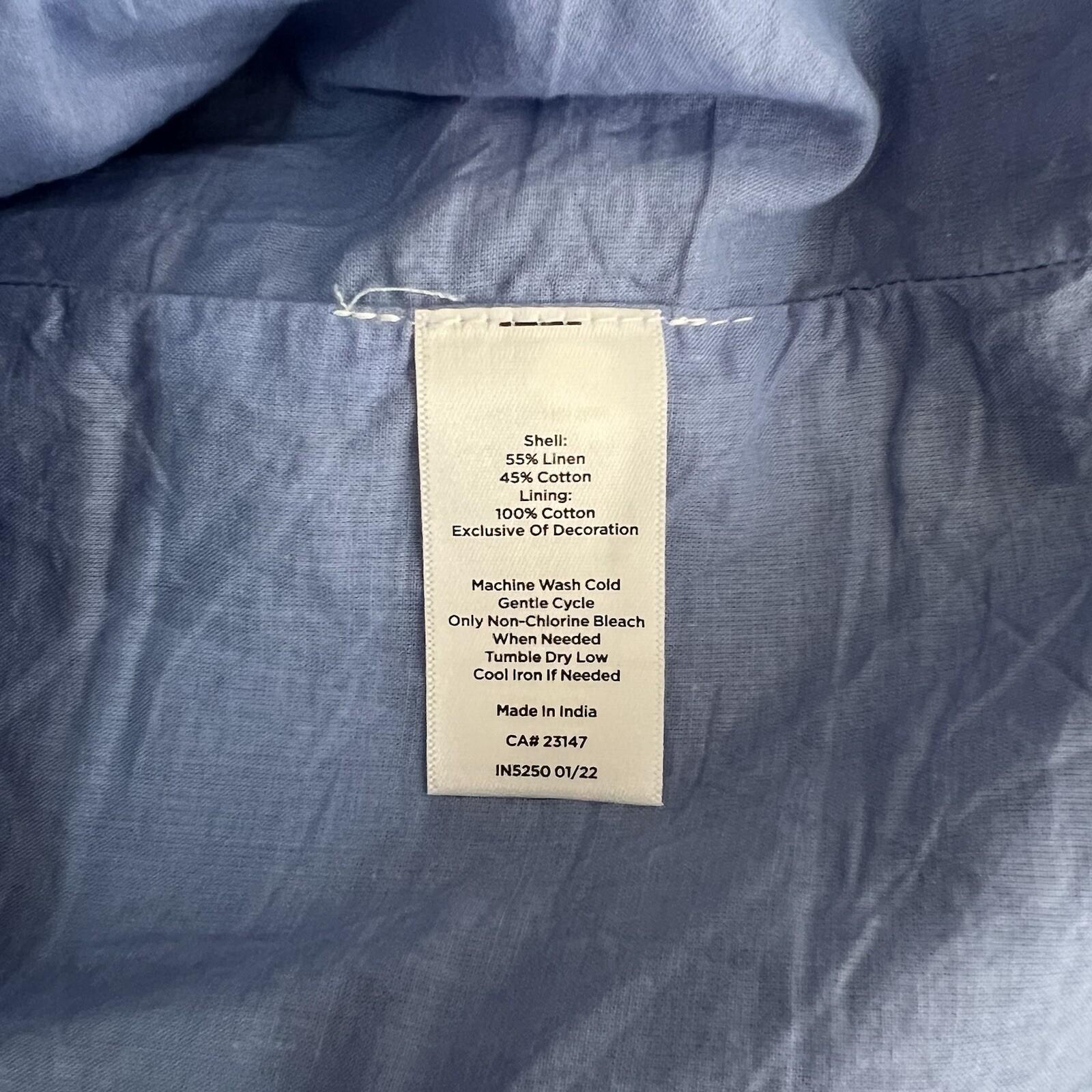 Talbots Linen Cotton Shift Dress Size 10P Embroidered Split Sleeveless Chambray