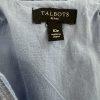 Talbots Linen Cotton Shift Dress Size 10P Embroidered Split Sleeveless Chambray