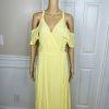 Privacy Please Acme Dress Size L Yellow Cold Shoulder Ruffle Wrap Maxi New