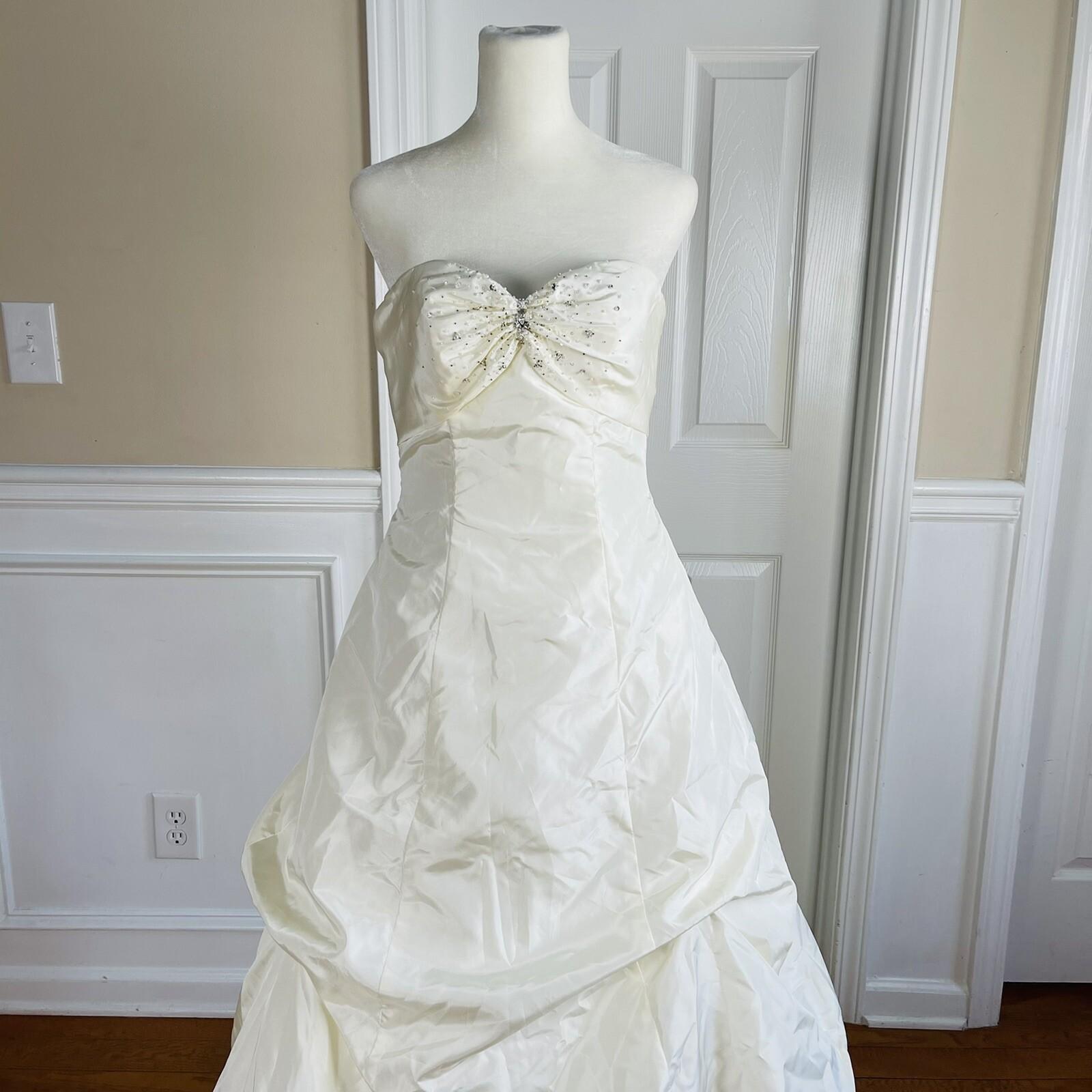 MORI LEE Women Gorgeous Ivory Champagne Strapless Beaded Wedding Dress Size 10