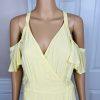 Privacy Please Acme Dress Size L Yellow Cold Shoulder Ruffle Wrap Maxi New
