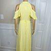 Privacy Please Acme Dress Size L Yellow Cold Shoulder Ruffle Wrap Maxi New
