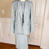 ANN TAYLOR 2PC Wash Blue Polyester Rayon Spandex Belted Dress (SZ 4) Suit (SZ 2)