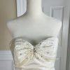 MORI LEE Women Gorgeous Ivory Champagne Strapless Beaded Wedding Dress Size 10