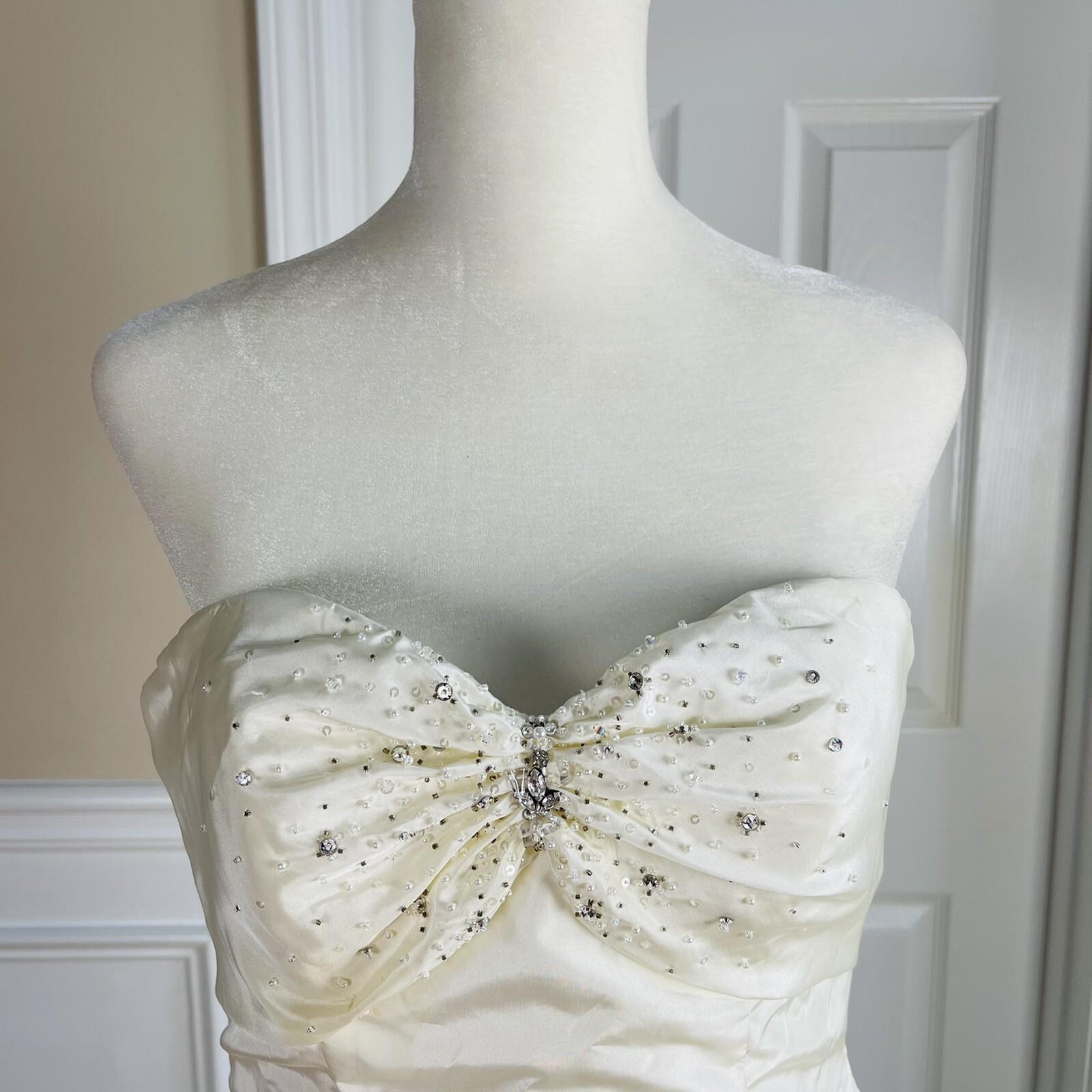 MORI LEE Women Gorgeous Ivory Champagne Strapless Beaded Wedding Dress Size 10