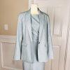 ANN TAYLOR 2PC Wash Blue Polyester Rayon Spandex Belted Dress (SZ 4) Suit (SZ 2)