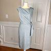 ANN TAYLOR 2PC Wash Blue Polyester Rayon Spandex Belted Dress (SZ 4) Suit (SZ 2)
