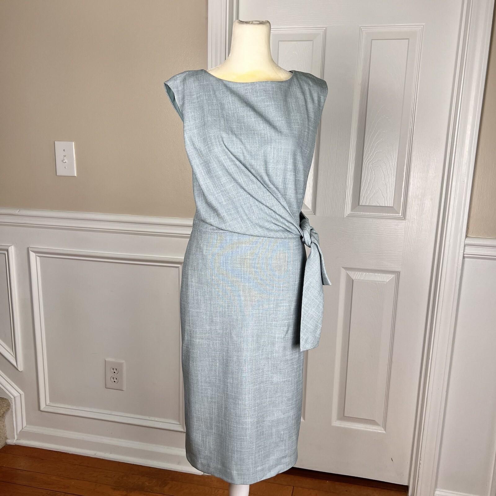 ANN TAYLOR 2PC Wash Blue Polyester Rayon Spandex Belted Dress (SZ 4) Suit (SZ 2)