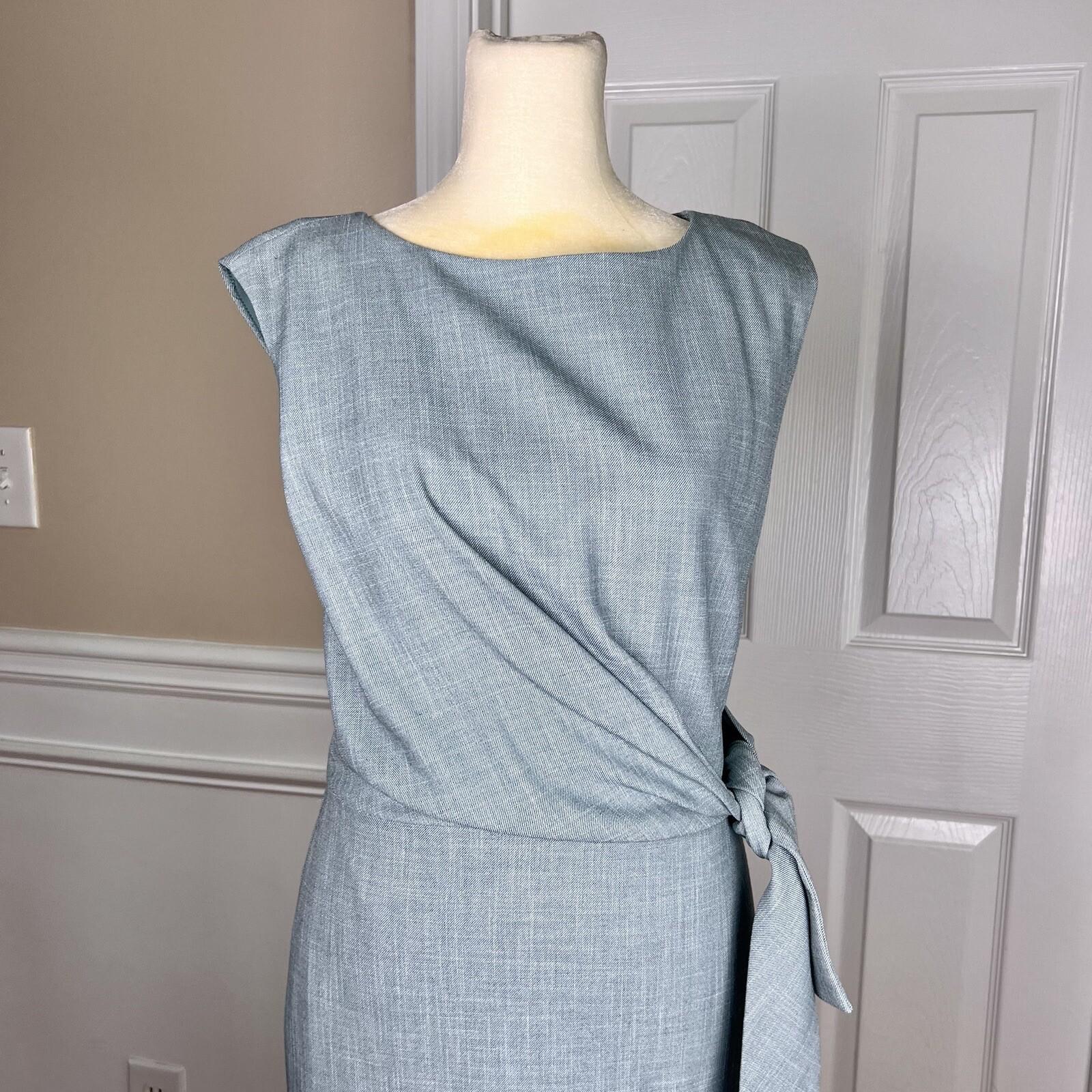 ANN TAYLOR 2PC Wash Blue Polyester Rayon Spandex Belted Dress (SZ 4) Suit (SZ 2)