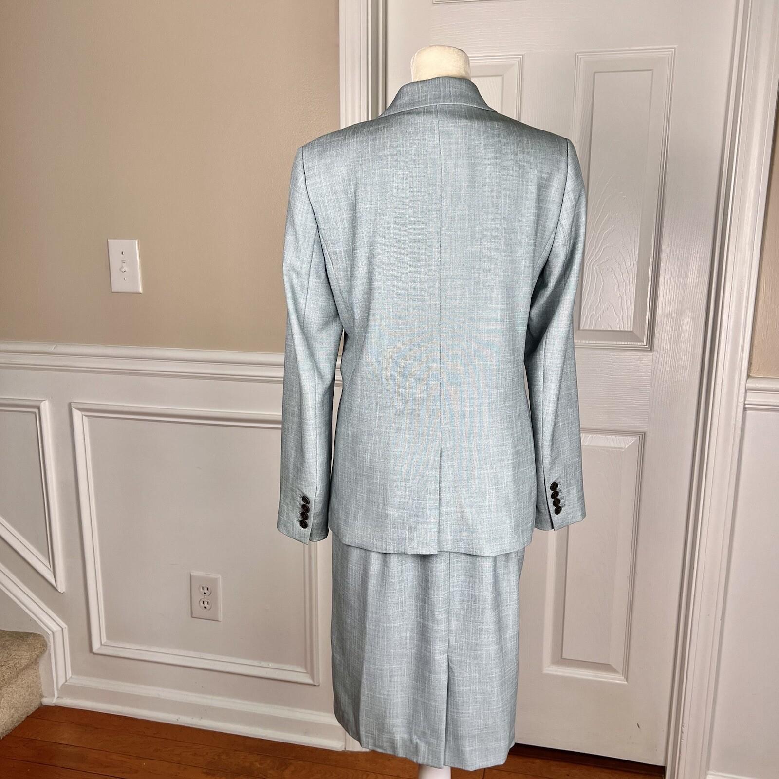 ANN TAYLOR 2PC Wash Blue Polyester Rayon Spandex Belted Dress (SZ 4) Suit (SZ 2)