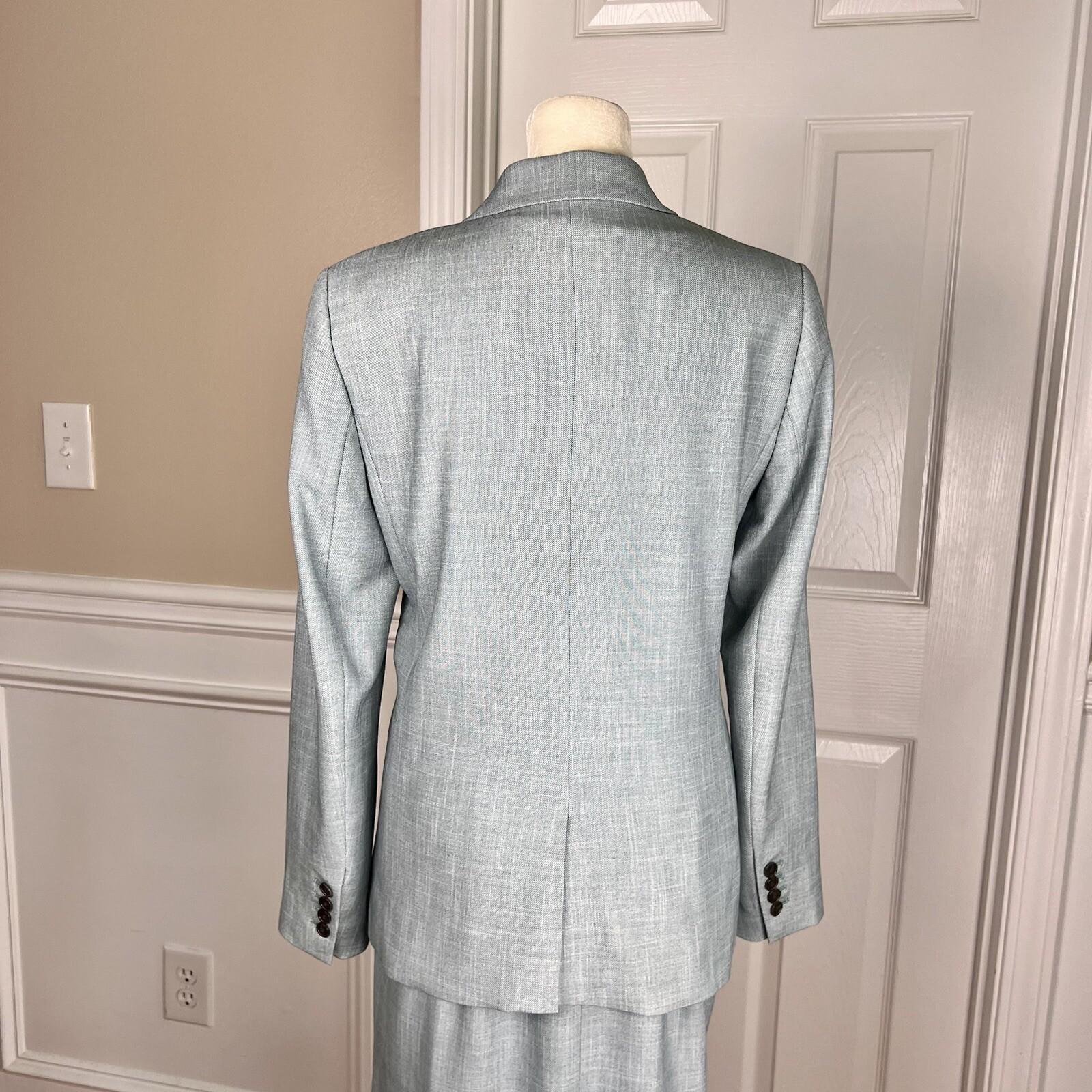 ANN TAYLOR 2PC Wash Blue Polyester Rayon Spandex Belted Dress (SZ 4) Suit (SZ 2)