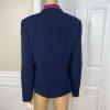 Terramina Polyester Blazer Set Size 8 Navy Blue Pink Lined Single Breasted 1PC