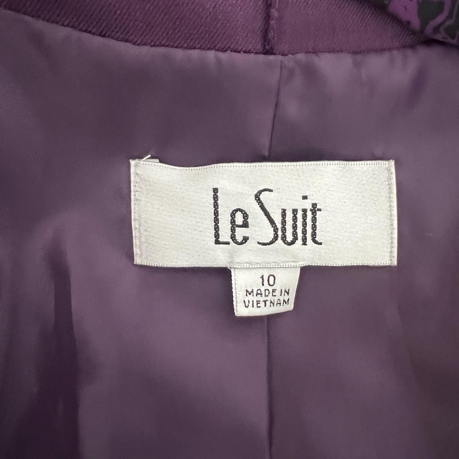 Le Suit Women Polyester Blazer Scarf Size 10 Purple Single Breasted Lined 1PC