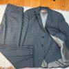 Chaps By Ralph Lauren Men Wool Gray Striped Suit 48R Pants 36x28.5 Vest 3PC