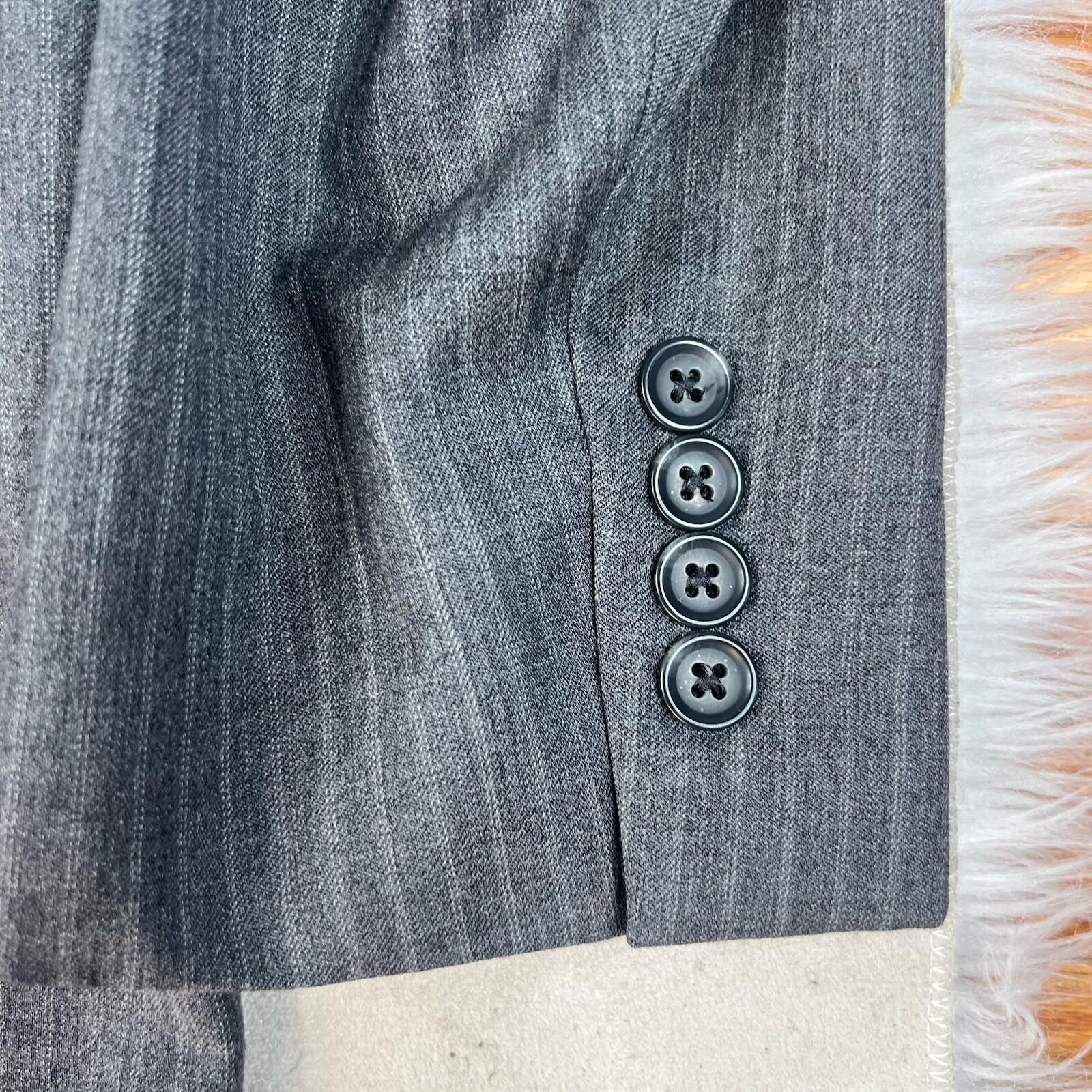 Chaps By Ralph Lauren Men Wool Gray Striped Suit 48R Pants 36x28.5 Vest 3PC