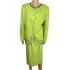 St Anthony Evening Polyester Skirt Suit 18W Embroidered Beaded Lime Green 2PC