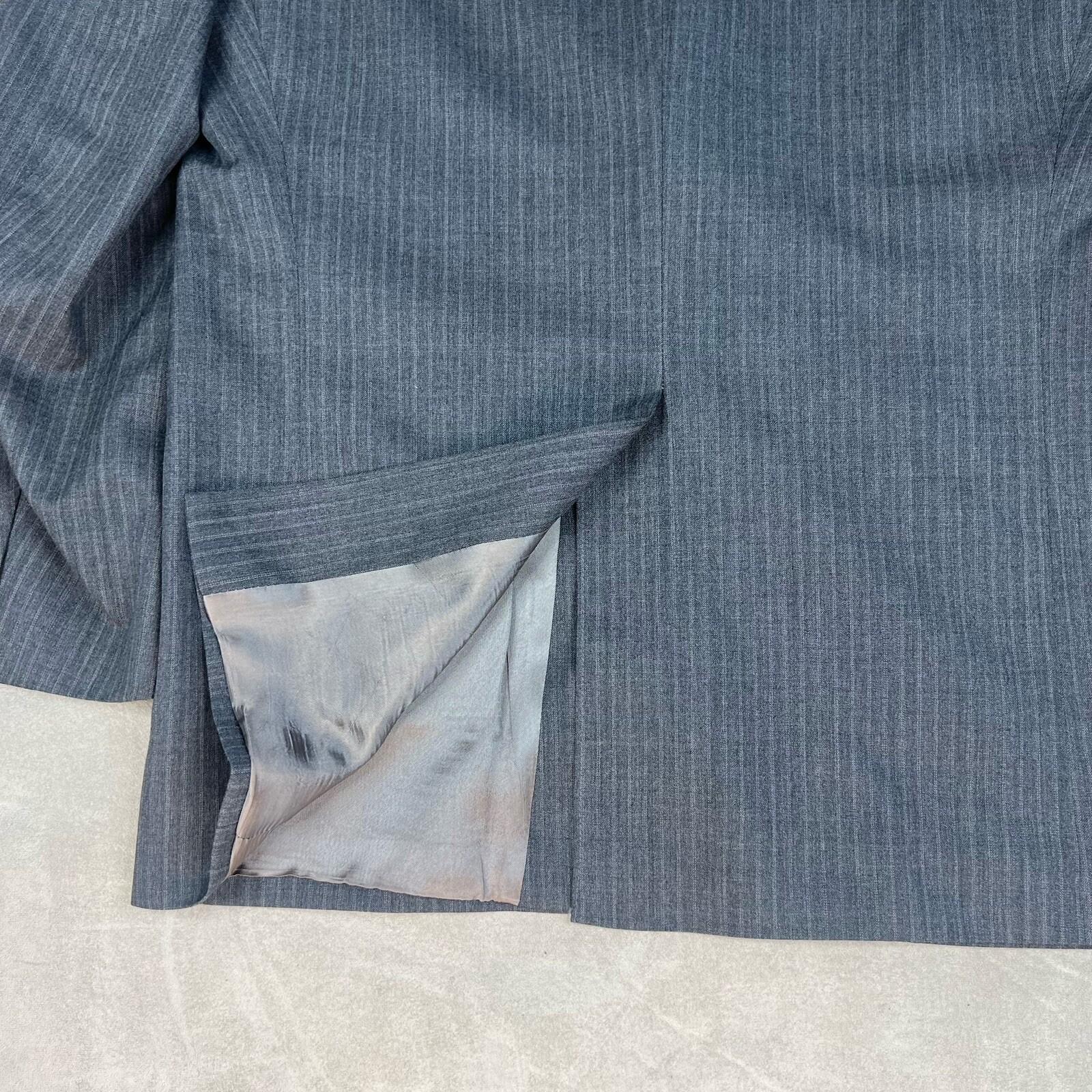 Chaps By Ralph Lauren Men Wool Gray Striped Suit 48R Pants 36x28.5 Vest 3PC
