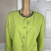 St Anthony Evening Polyester Skirt Suit 18W Embroidered Beaded Lime Green 2PC