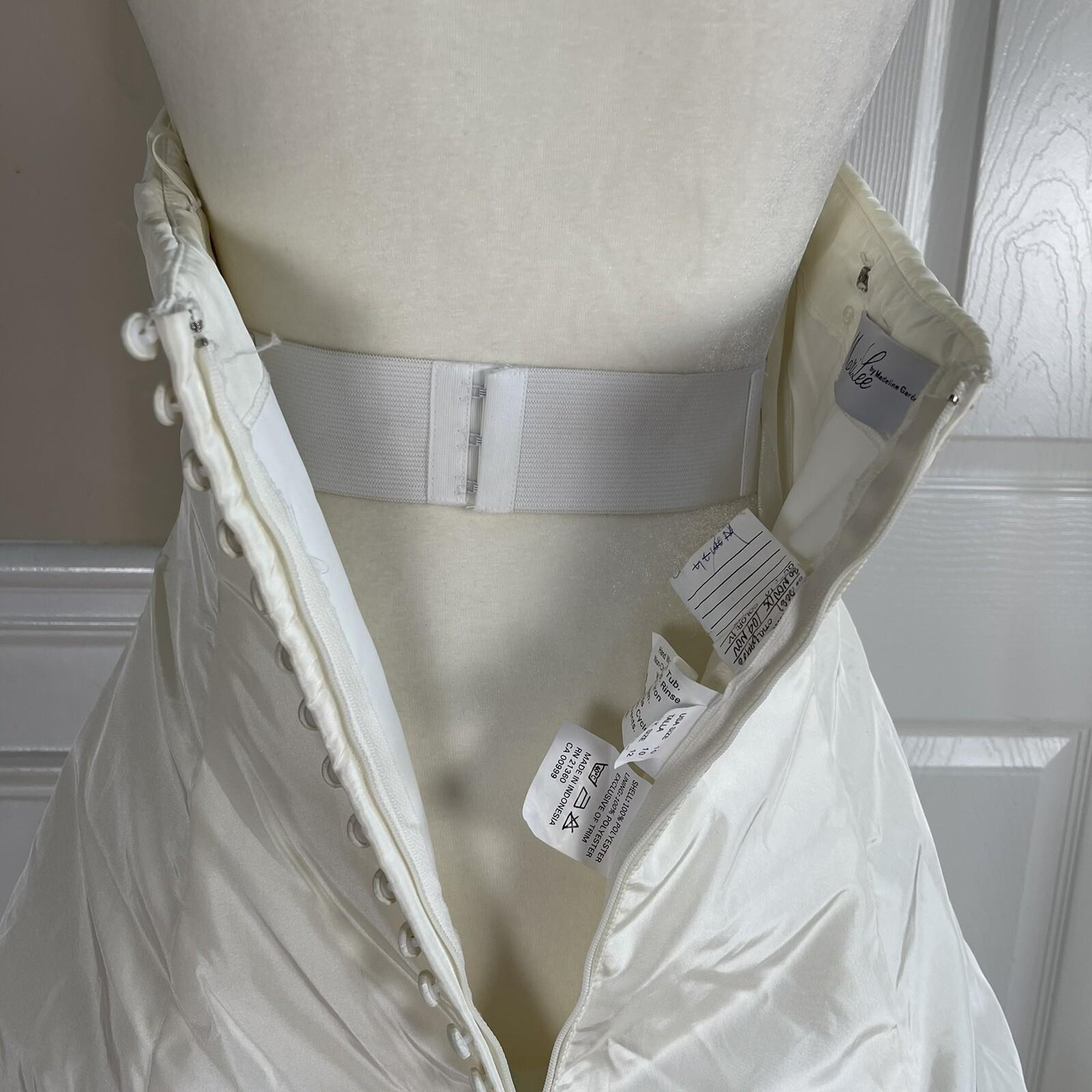 MORI LEE Women Gorgeous Ivory Champagne Strapless Beaded Wedding Dress Size 10
