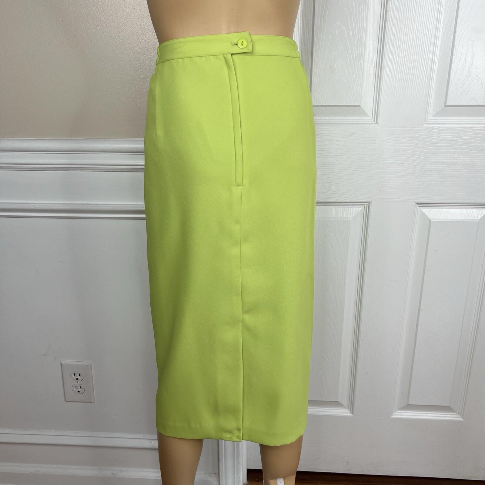 St Anthony Evening Polyester Skirt Suit 18W Embroidered Beaded Lime Green 2PC