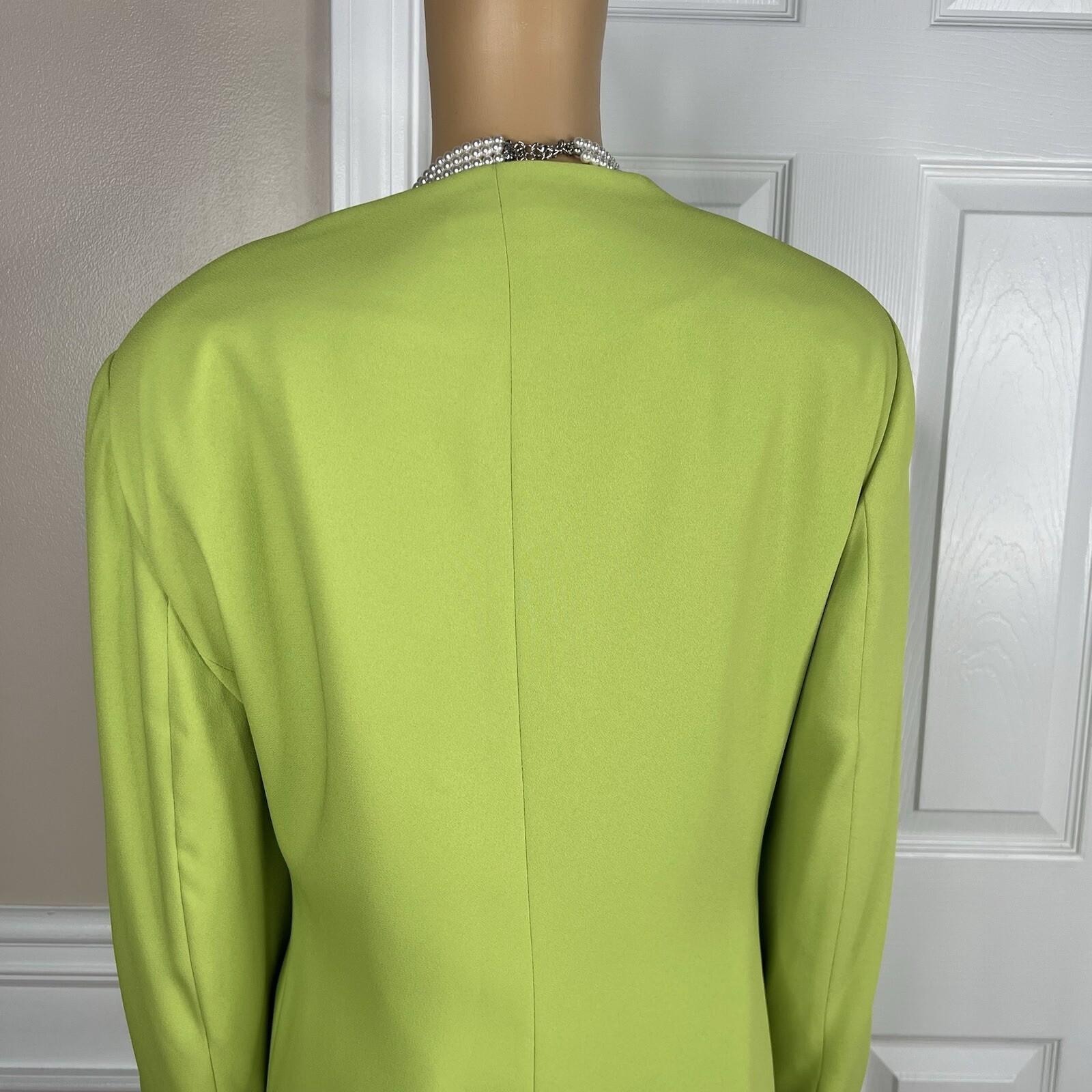 St Anthony Evening Polyester Skirt Suit 18W Embroidered Beaded Lime Green 2PC