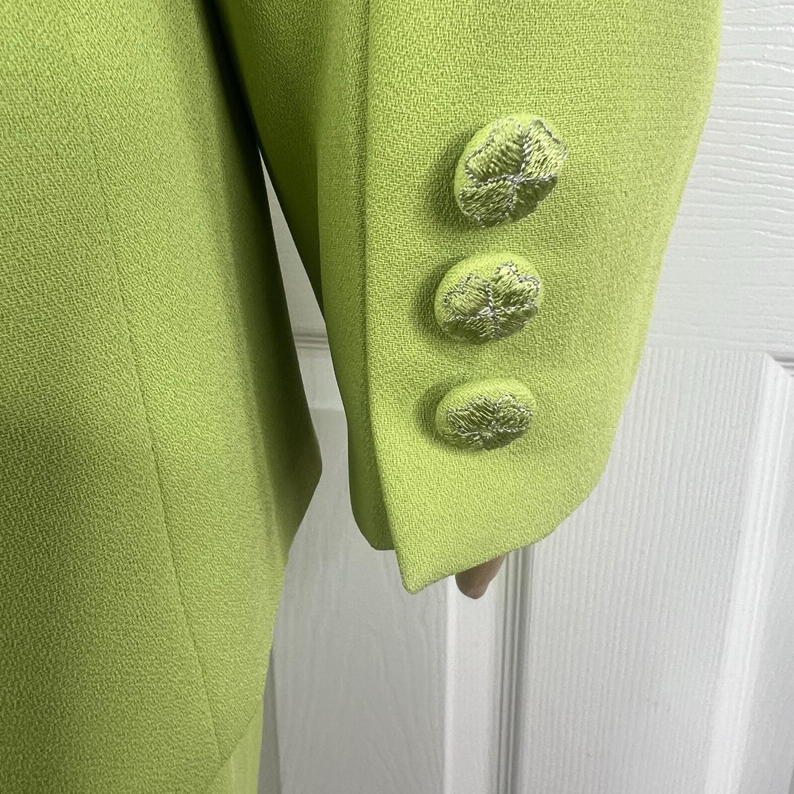 St Anthony Evening Polyester Skirt Suit 18W Embroidered Beaded Lime Green 2PC