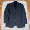 Paul Dione Men Virgin Wool Suit 46 Pants 36x29.5 Black Striped Classic Notch