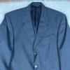 Paul Dione Men Virgin Wool Suit 46 Pants 36x29.5 Black Striped Classic Notch