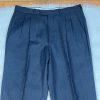 Paul Dione Men Virgin Wool Suit 46 Pants 36x29.5 Black Striped Classic Notch