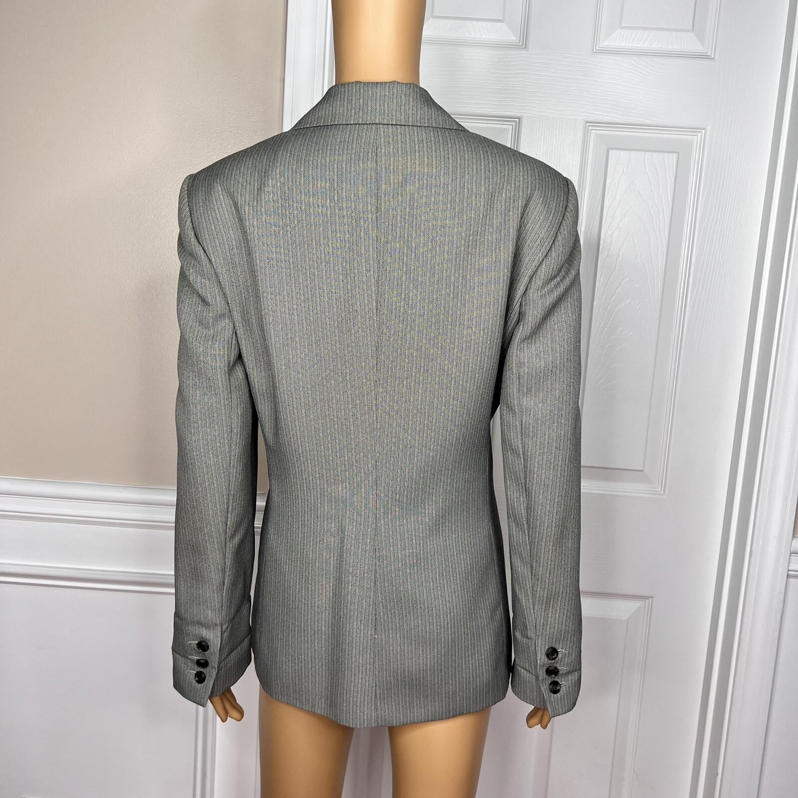 John Meyer Women Polyester Pant Suit Size 10 Gray Striped Lined Career 2PC