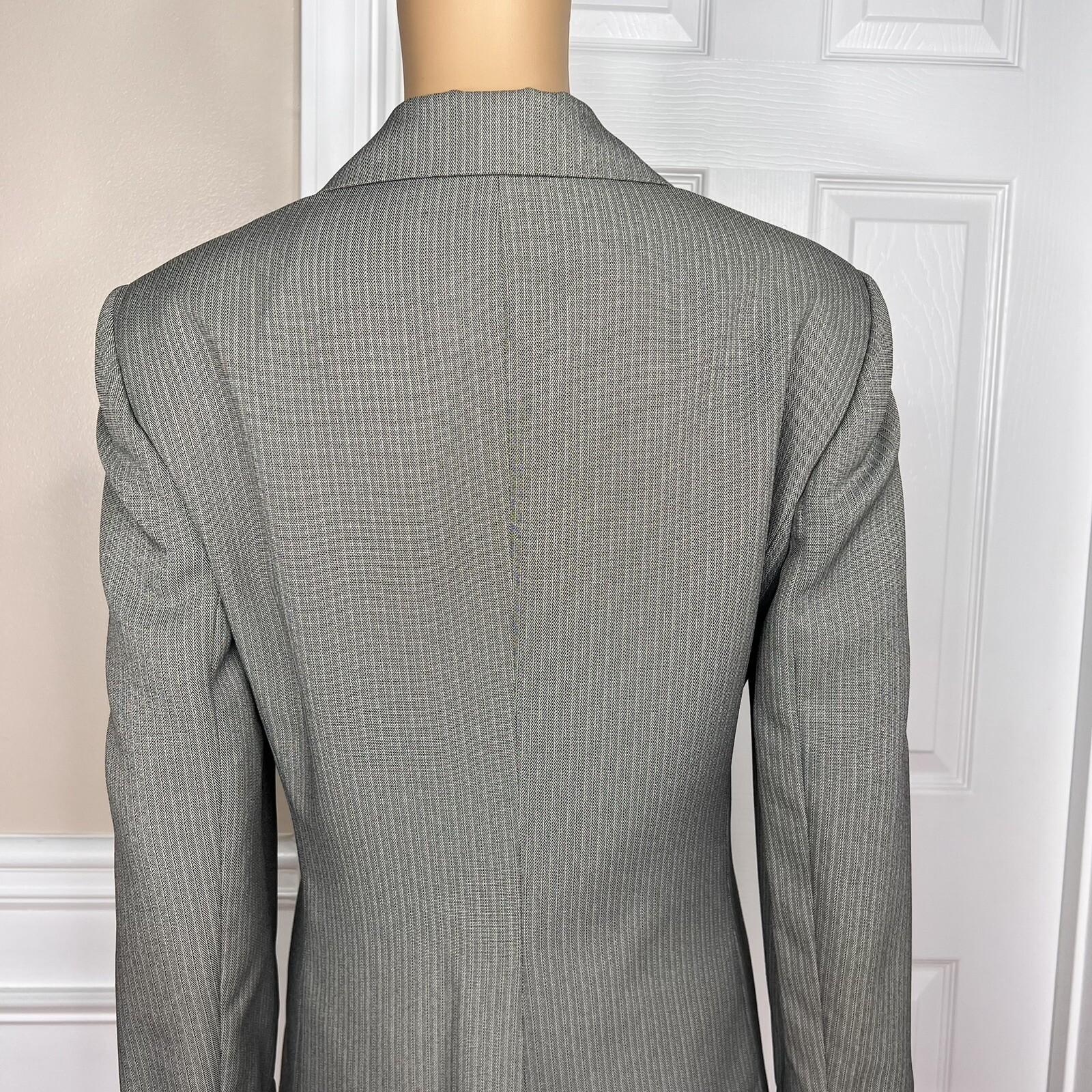 John Meyer Women Polyester Pant Suit Size 10 Gray Striped Lined Career 2PC