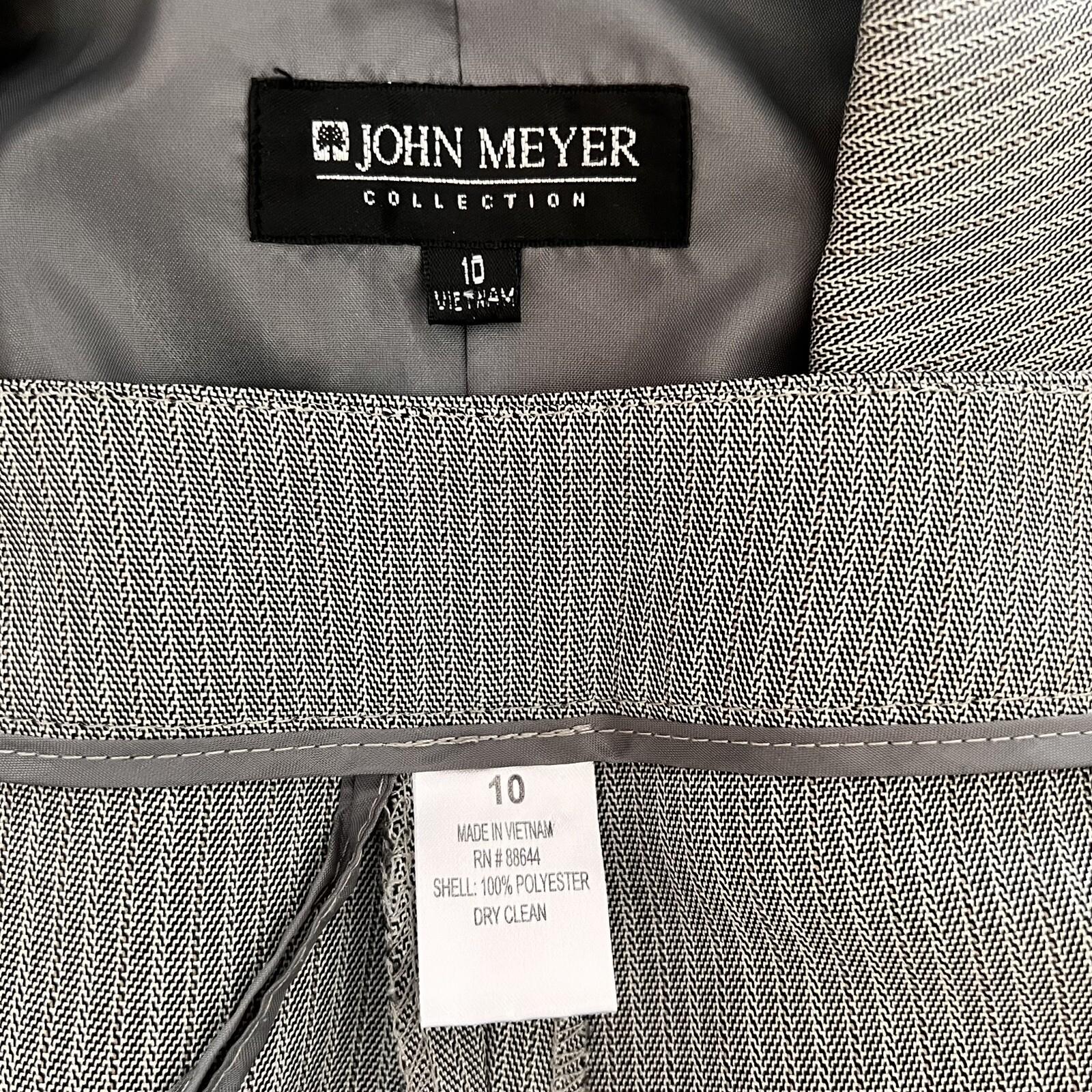 John Meyer Women Polyester Pant Suit Size 10 Gray Striped Lined Career 2PC