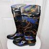 LAUREN RALPH LAUREN Women Rosalyn II Rain Boots Black Gold Rope Chain Size 7B